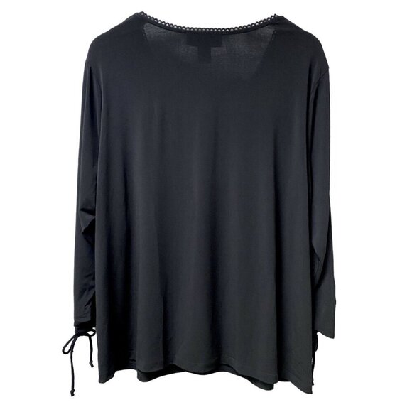 VENEZIA Top Plus Size 3X Black Stretch Jersey Ruched - Picture 3 of 8